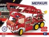 A marketing image of a red metal construction toy fire truck with a ladder. Voir les images du produit