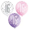 6 Pink Dots 16th Birthday Luftballons 30cm Produktbild-Vorschau 1