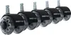 A set of office chair casters with a black housing and transparent wheels, displayed on a white background. Produktbild-Vorschau