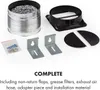 Collage of an exhaust fan kit with components spread out on a white background. Podgląd zdjęcia produktu