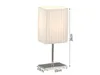 A white pleated table lamp with a silver base and stem, shown on a white background with dimensions indicated. Produktbild-Vorschau