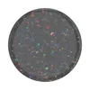 A round, black PopSocket with iridescent confetti-like flecks embedded within it, presented against a white background. Podgląd zdjęcia produktu