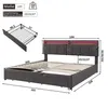 Diagrams and measurements of a bed frame and its components. Náhled obrázku produktu