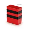 A stack of red and black plastic storage boxes. Produktbild-Vorschau