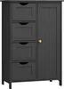 A dark gray bathroom cabinet with four drawers on the left and a cabinet door on the right, shown against a white background. Náhled obrázku produktu
