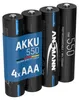 Four AAA rechargeable batteries are shown in a product shot. Produktbild-Vorschau