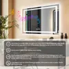 A modern LED bathroom mirror with integrated lighting and Bluetooth speaker, displayed in a room setting with decorative elements and furniture. Náhľad obrázku produktu