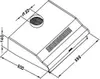 Technical drawing of a range hood with dimensions. Anteprima dell’immagine prodotto