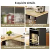 A collage of four images showcasing different features of a bar table/sideboard. Produktbild-Vorschau