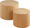 Two round wooden tables of different heights are shown against a white background. Voir les images du produit