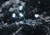 Close-up of white LED lights on a snow-covered fir tree branch. Produktbild-Vorschau