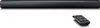 A black soundbar and a black remote control are shown against a white background. Produktbild-Vorschau