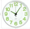 A white wall clock with green numbers and hands. Voir les images du produit