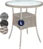 CASARIA® Table de jardin en polyrotin Crème 60 cm résistant Voir les images du produit 1