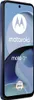 A blue Motorola Moto G14 smartphone is shown from a side angle against a light blue and white background. Produktbild-Vorschau