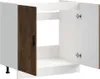 A white and brown cabinet with two doors, one open. Náhled obrázku produktu