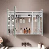 Sonni Dreitüriger Aluminium-Spiegelschrank 80 x 60 x 12,5 Produktbild-Vorschau 4