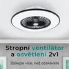 A ceiling fan with integrated lighting is mounted on a white ceiling. Náhled obrázku produktu