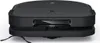 A black robot vacuum cleaner is shown from the front on a white background. Produktbild-Vorschau