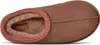 A top-down view of a brown Ugg slipper with red trim. Produktbild-Vorschau