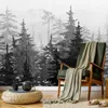 Muralo Selbstklebende Fototapete Schwarz-Weiß WALD Bäume Produktbild-Vorschau 10