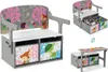 A collage of images showing a children's 3-in-1 table and chair set with storage bins, demonstrating its different configurations. Produktbild-Vorschau