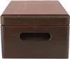 A close-up front view of a brown wooden storage box with a cutout handle on the front. Produktbild-Vorschau