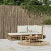 The Living Store 3-tlg. Garten-Lounge-Set mit Kissen Creme Produktbild-Vorschau 2