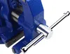 A close-up view of a blue vise with a silver handle. Podgląd zdjęcia produktu