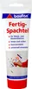 A tube of Baufan Fertigspachtel (ready-mixed filler) with a hand applying it to a wall. Produktbild-Vorschau