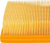 A close-up, detailed shot of a yellow pleated air filter with an orange plastic frame. Produktbild-Vorschau