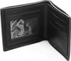 An open black wallet with card slots and a clear ID window. Anteprima dell’immagine prodotto