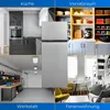 A collage of four different scenes: a kitchen, a pantry, a workshop, and a living room/vacation home setting, with a refrigerator prominently featured in the center. Produktbild-Vorschau