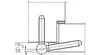 A technical drawing showing a hinge mechanism with dimensions and angles. Produktbild-Vorschau