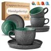 Cosumy Cappuccino Tassen mit Untertassen 4er Set grün Produktbild-Vorschau 1