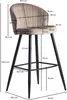 A bar stool with dimensions indicated by lines and text. Voir les images du produit