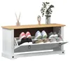 vidaXL Skříň na boty , bílá, 99 x 32 x 49 cm, masivní Náhled obrázku produktu 2