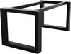 A black metal table leg frame with a trapezoidal shape, shown from a diagonal angle against a white background. Produktbild-Vorschau