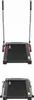 Two views of a compact electric treadmill, one upright and one folded. Voir les images du produit