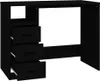 A black desk with three drawers is shown in a front-facing view against a white background. Produktbild-Vorschau