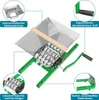 A diagram of a fruit press with callouts highlighting its features. Produktbild-Vorschau