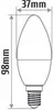 A diagram of an LED candle lamp with dimensions indicated. Produktbild-Vorschau