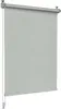 A light gray roller blind is shown hanging from a silver rod. Produktbild-Vorschau