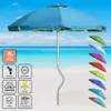 A blue beach umbrella is shown on a sandy beach with the ocean in the background. Several other colored umbrellas are displayed to the right. Anteprima dell’immagine prodotto