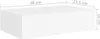A white rectangular shelf with dimensions indicated by measurement lines and text. Produktbild-Vorschau