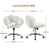 Two views of a white office chair with dimensions and weight capacity indicated. Produktbild-Vorschau