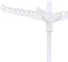 A close-up of a white plastic drying rack with multiple arms extended. Produktbild-Vorschau