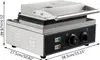 A silver and black electric sandwich maker with dimensions labeled. Produktbild-Vorschau
