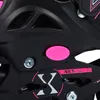 A close-up view of a black and pink inline skate, showing a pink push button and branding. Anteprima dell’immagine prodotto