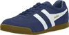 A single blue Gola sneaker with white stripes and a brown sole is shown against a white background. Anteprima dell’immagine prodotto